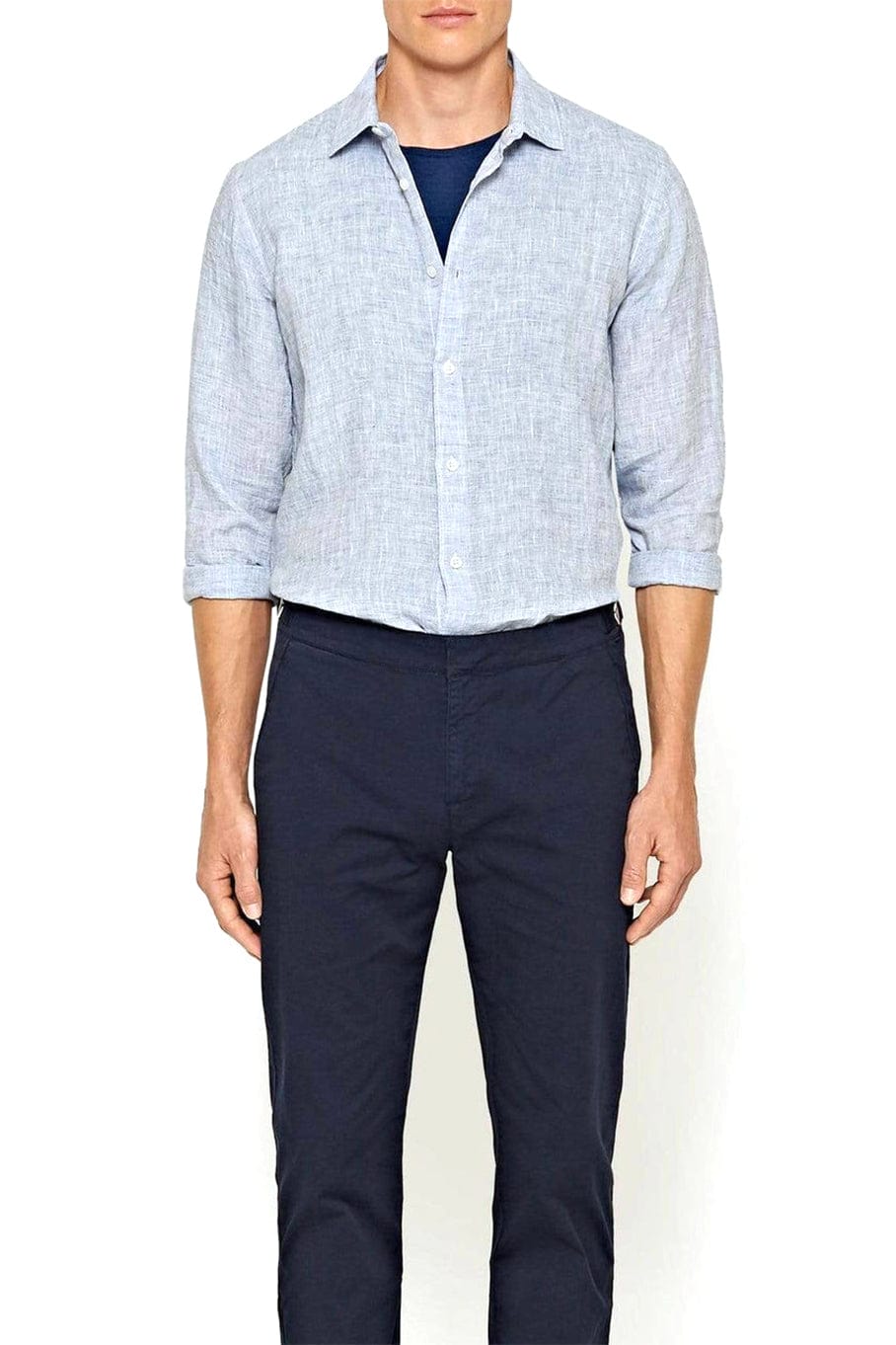 ORLEBAR BROWN-Navy and White Tailored-Fit Giles Linen Shirt-