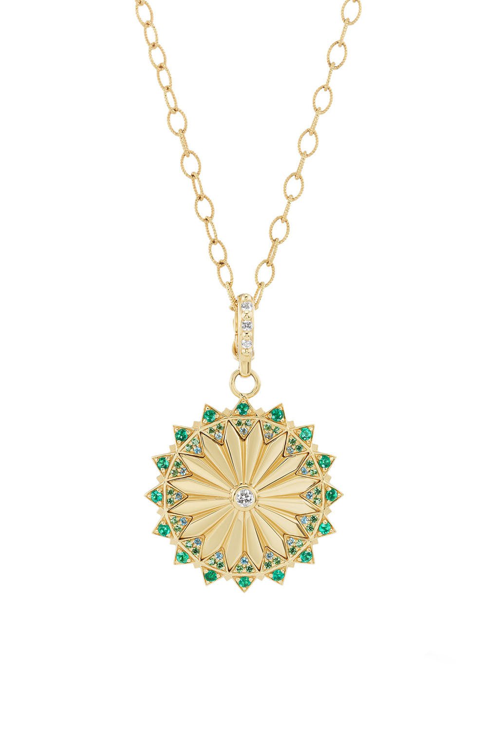 ORLY MARCEL-BE THE LIGHT EMERALD PENDANT NECKLACE-YELLOW GOLD