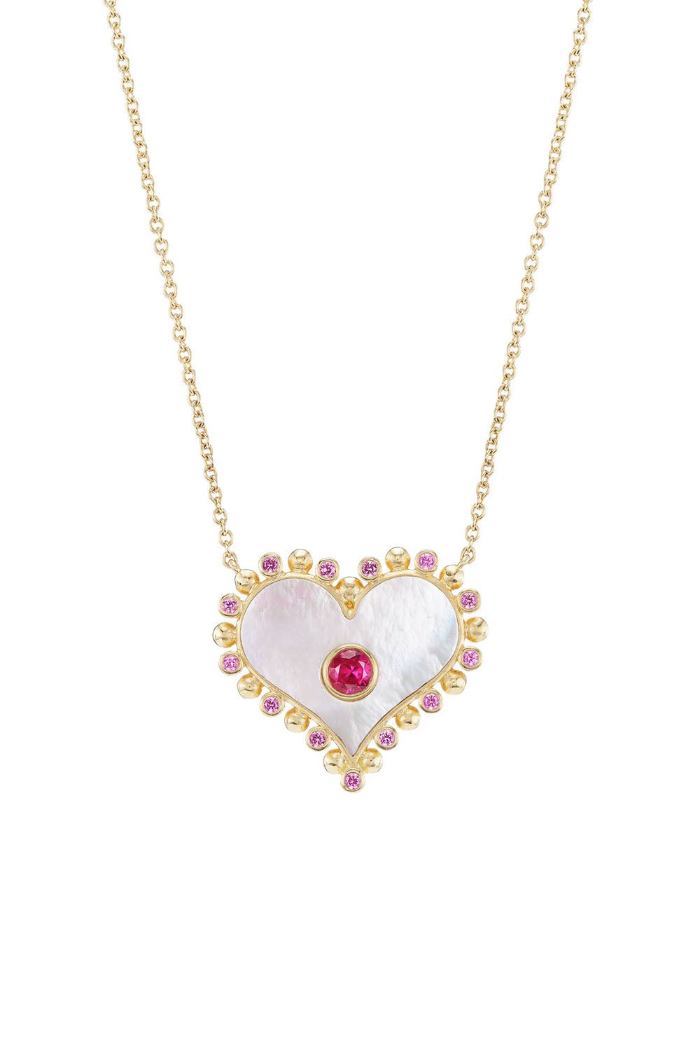 ORLY MARCEL-LARGE HEART INLAY NECKLACE-YELLOW GOLD