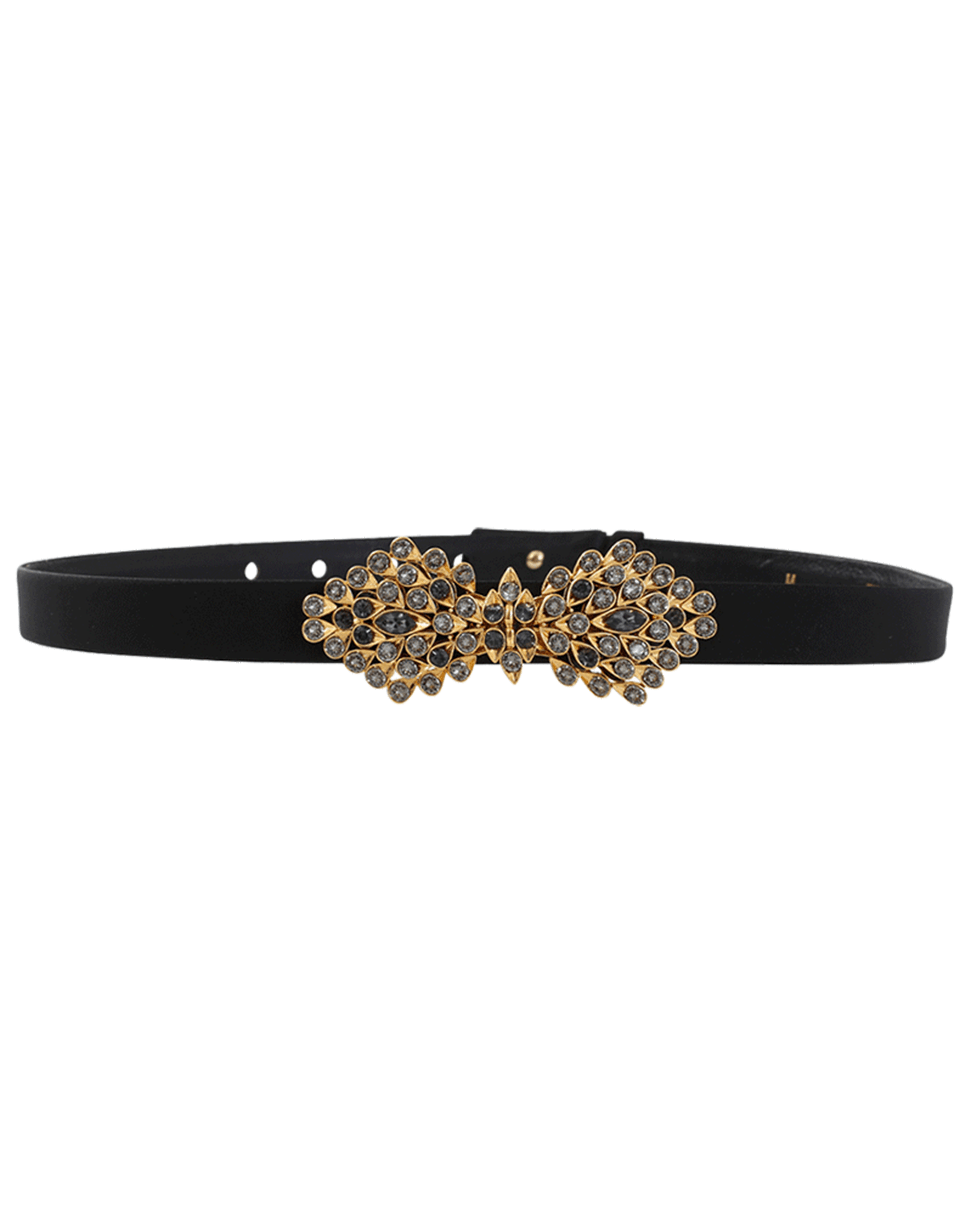 OSCAR DE LA RENTA-Jeweled Buckle Faille Belt-