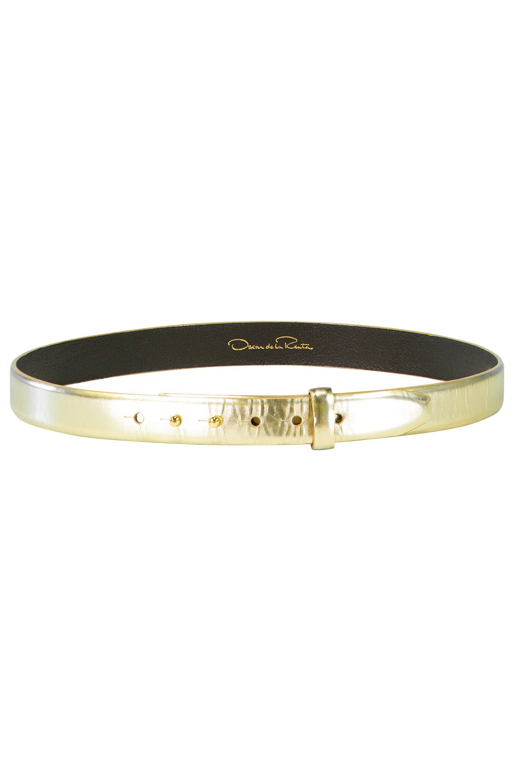 OSCAR DE LA RENTA-Metallic Skinny Belt-METALLIC