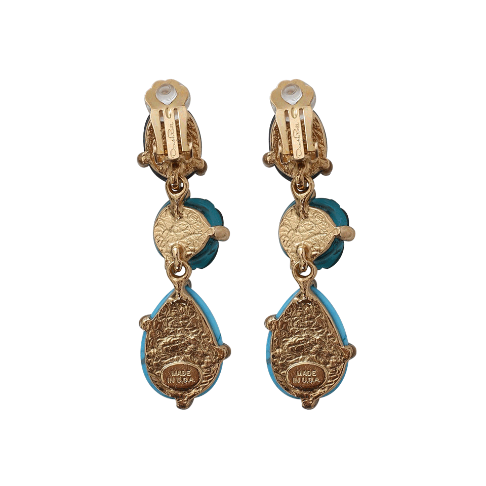 OSCAR DE LA RENTA-Resin Rose Clip-On Earrings-BLU MULT