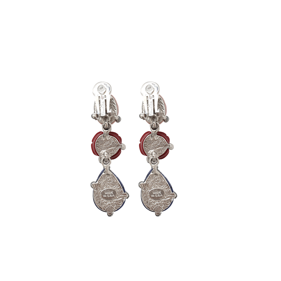 OSCAR DE LA RENTA-Resin Rose Clip-On Earrings-PNK MULT