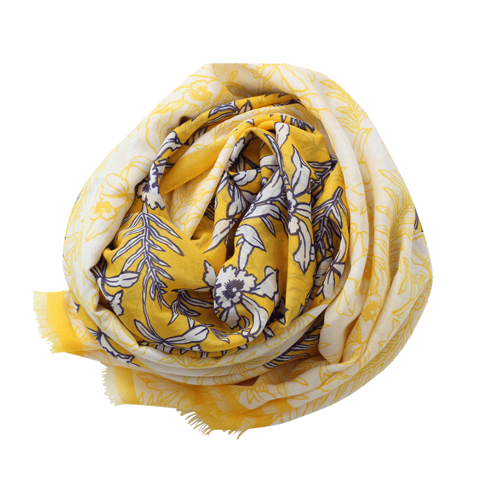 OSCAR DE LA RENTA-Graphic Jasmine Scarf-MARIGOLD