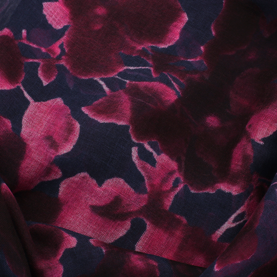 OSCAR DE LA RENTA-Floral Scarf-NVY/PNK