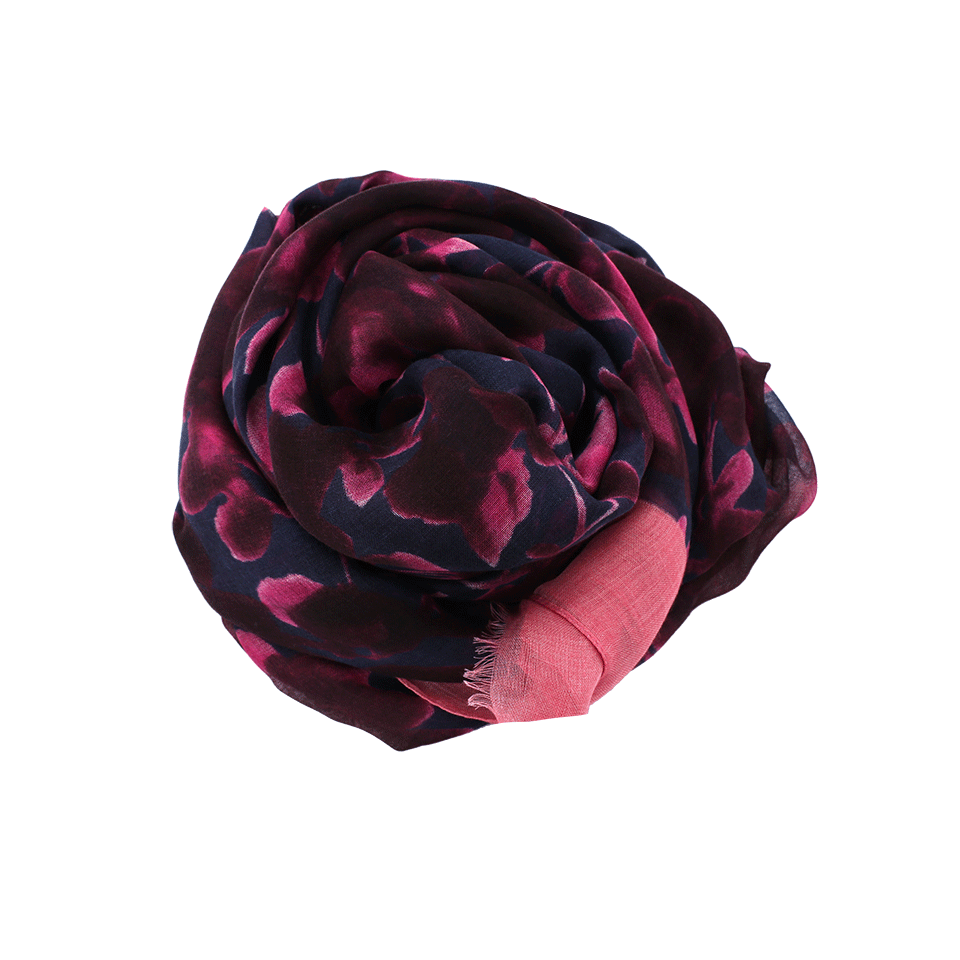OSCAR DE LA RENTA-Floral Scarf-NVY/PNK