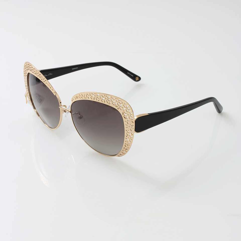 OSCAR DE LA RENTA-Floral Cat Eye Sunglasses-GOLD