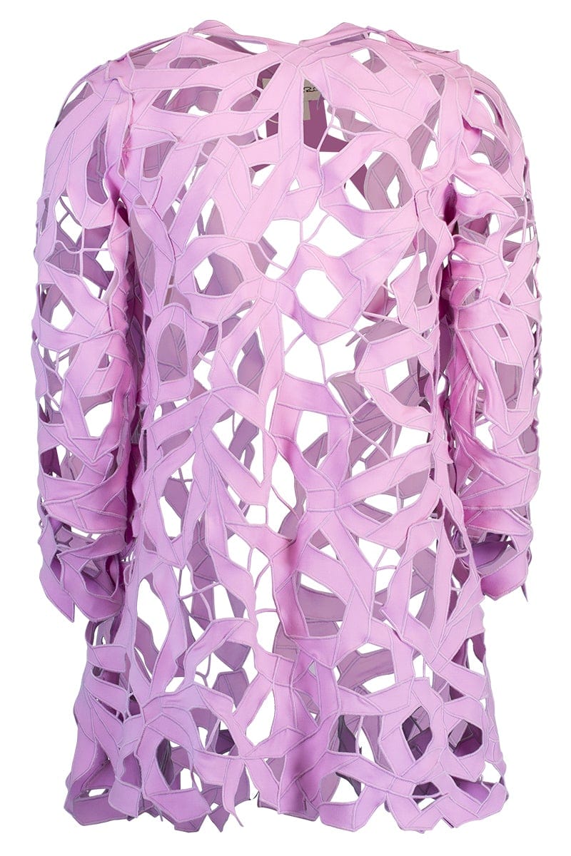 OSCAR DE LA RENTA-Cut Out Embroidered Straight Coat-LUPINE