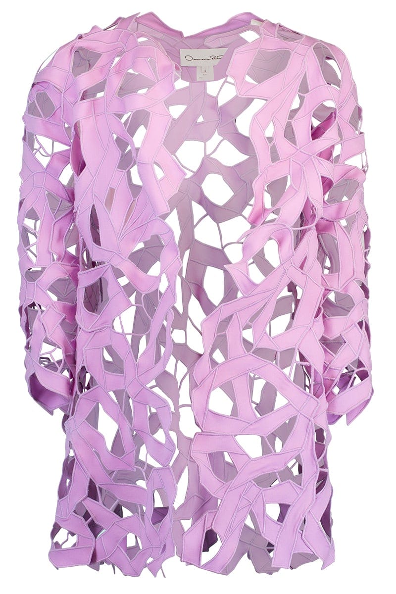 OSCAR DE LA RENTA-Cut Out Embroidered Straight Coat-LUPINE