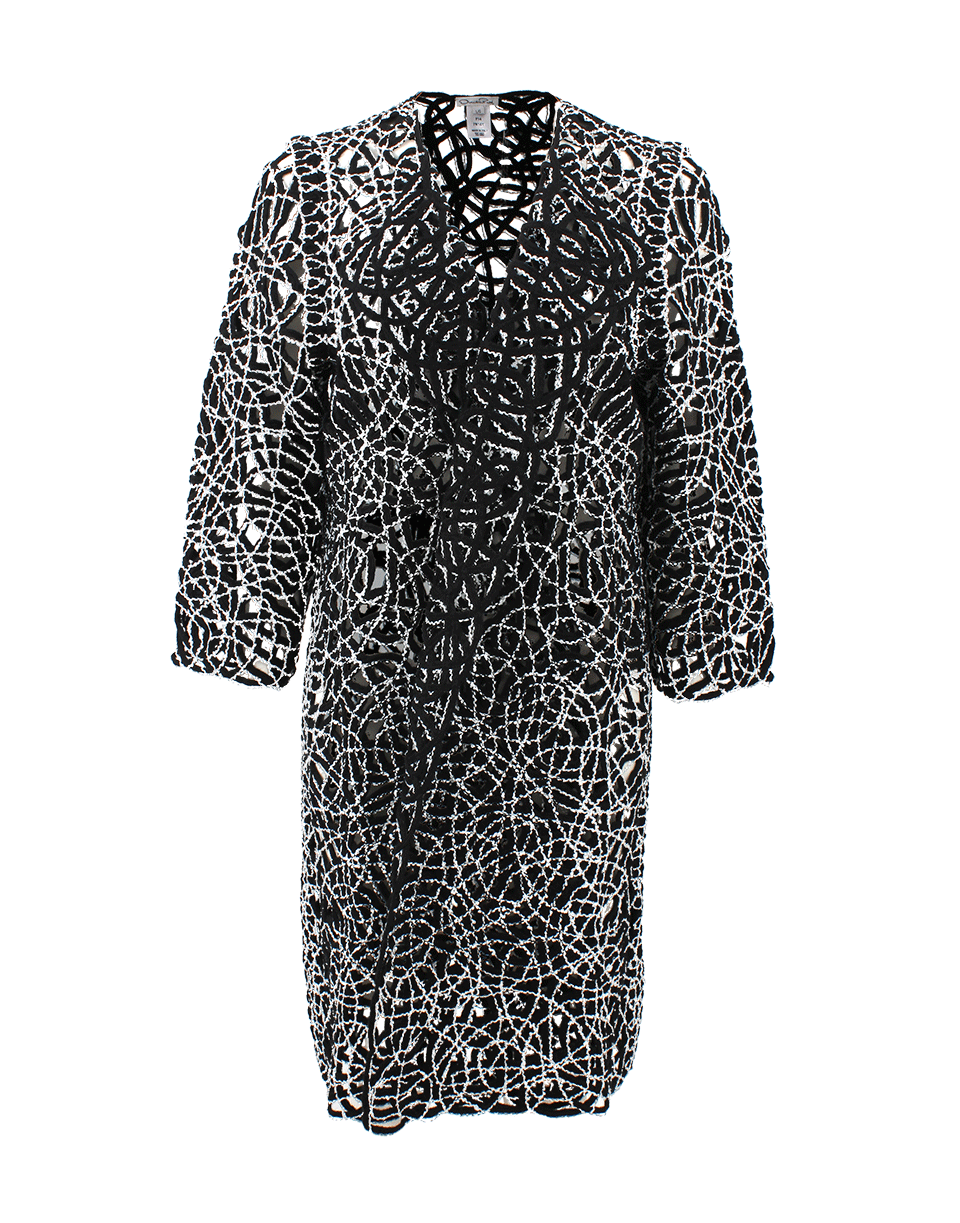 OSCAR DE LA RENTA-Jewel Neck Open Knit Coat-