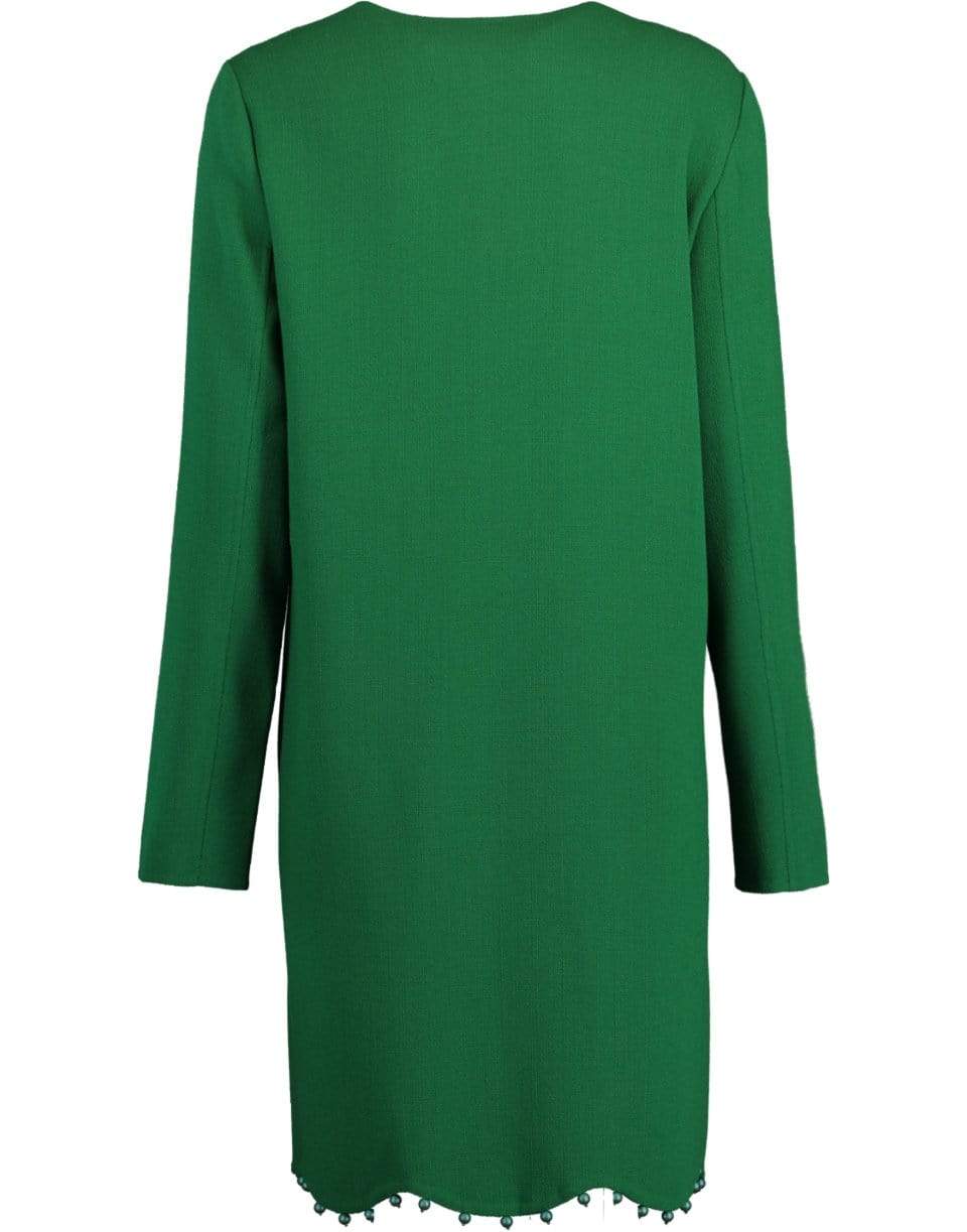 OSCAR DE LA RENTA-Hunter Green Collarless Coat-HUNTER