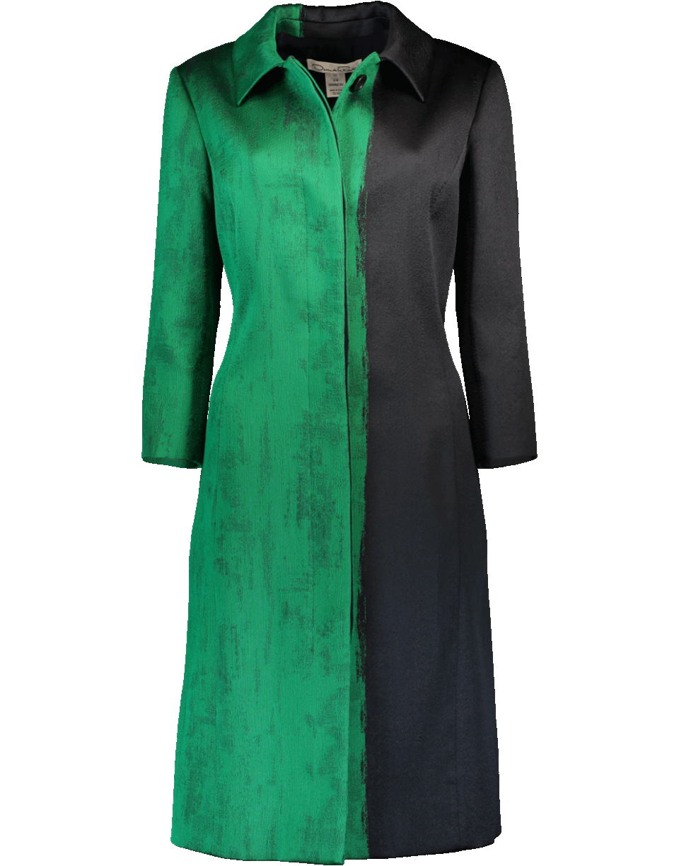 OSCAR DE LA RENTA-Bi-Color Coat-NVY/GRN