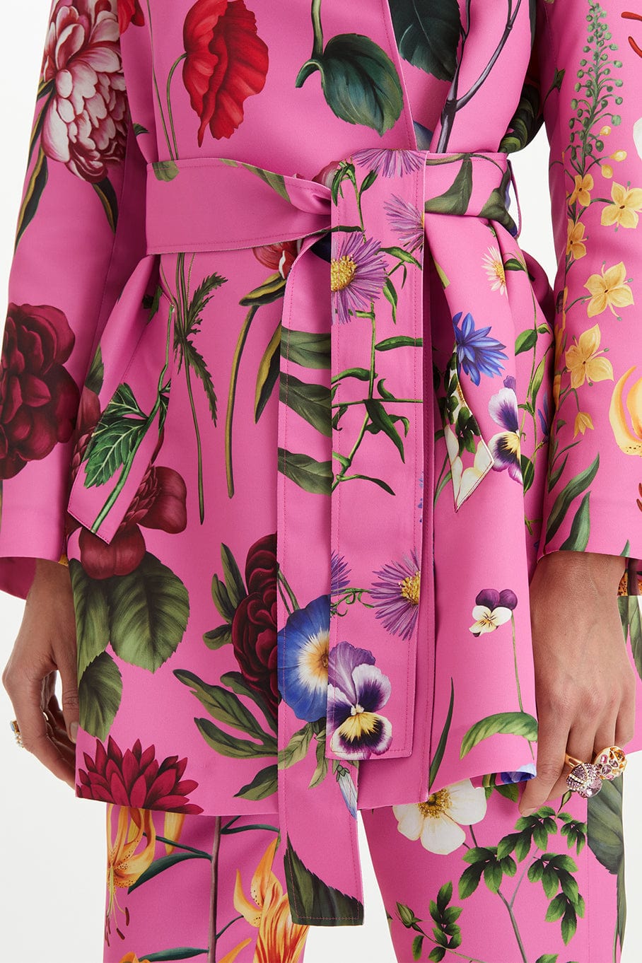 OSCAR DE LA RENTA-Floral Faille Trench Coat-
