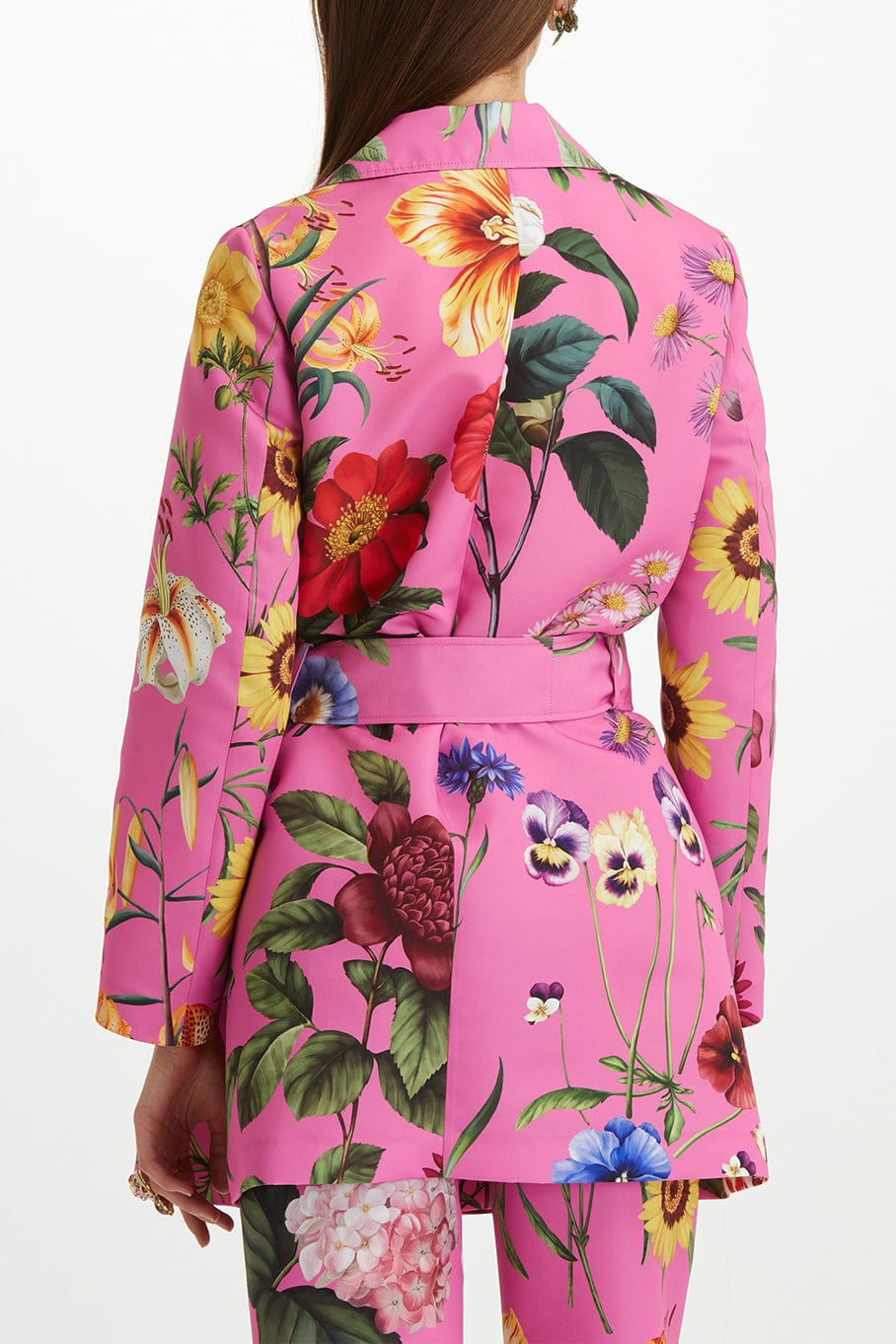 OSCAR DE LA RENTA-Floral Faille Trench Coat-
