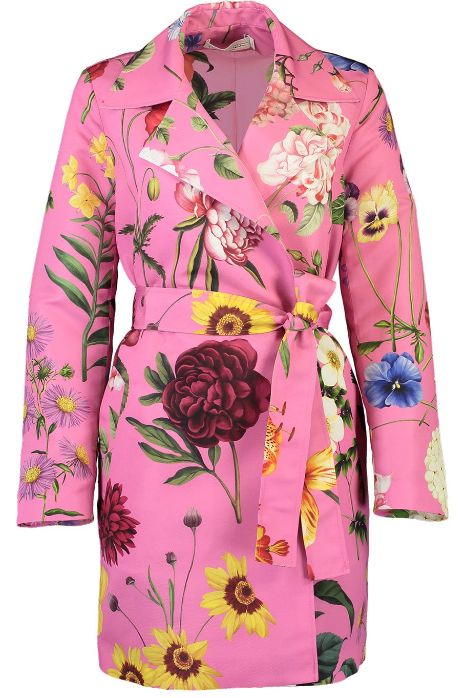 OSCAR DE LA RENTA-Floral Faille Trench Coat-