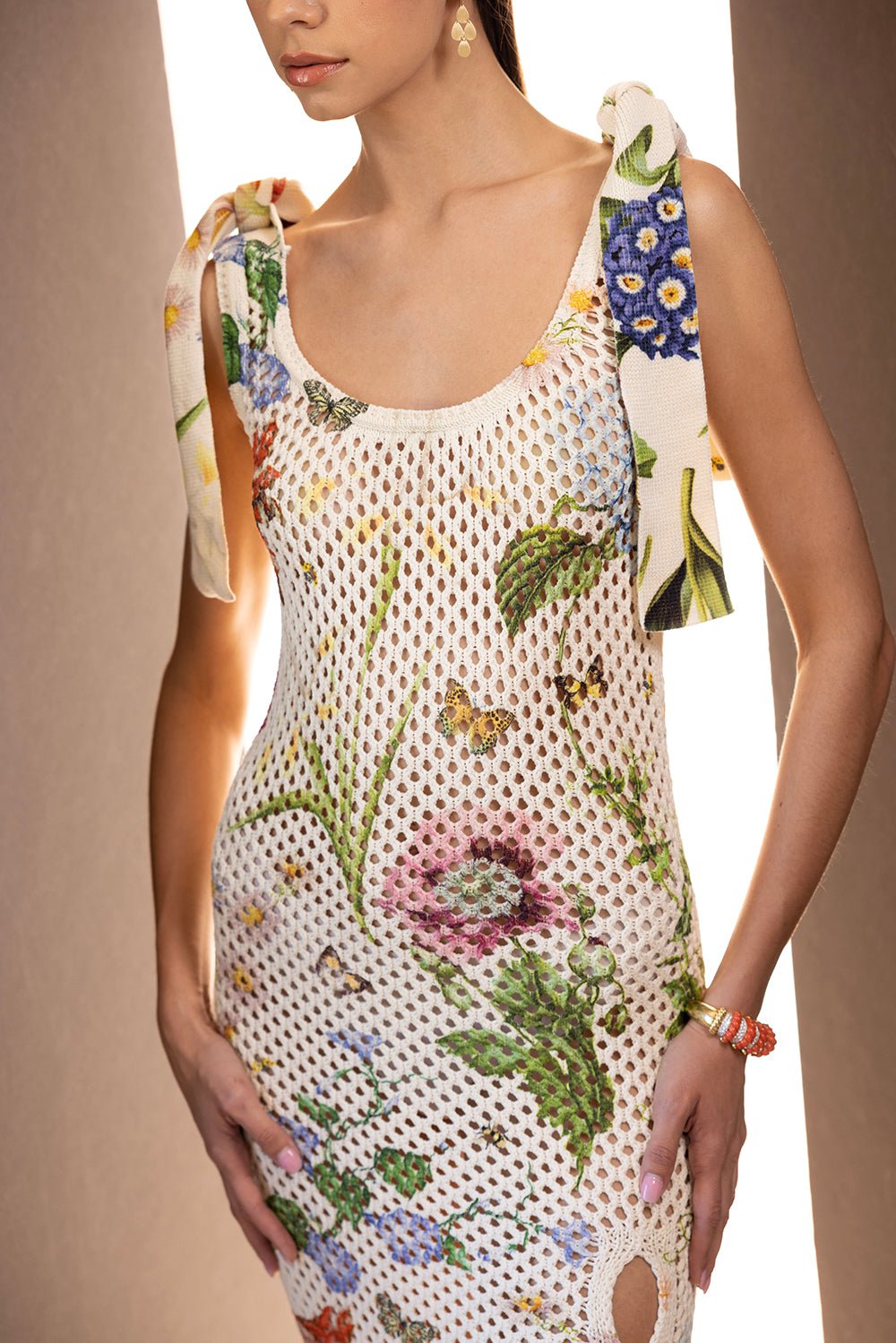 OSCAR DE LA RENTA-Tide Dye Floral Knit Dress-