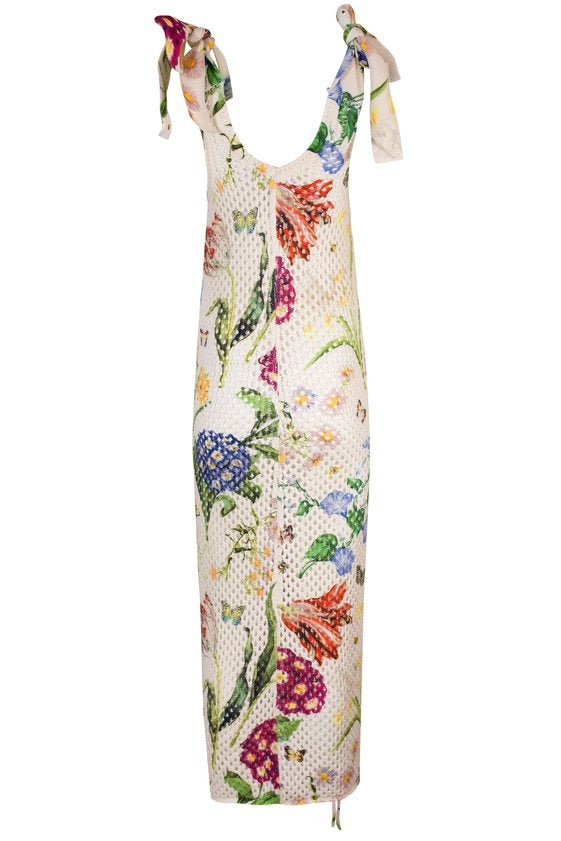 OSCAR DE LA RENTA-Tide Dye Floral Knit Dress-
