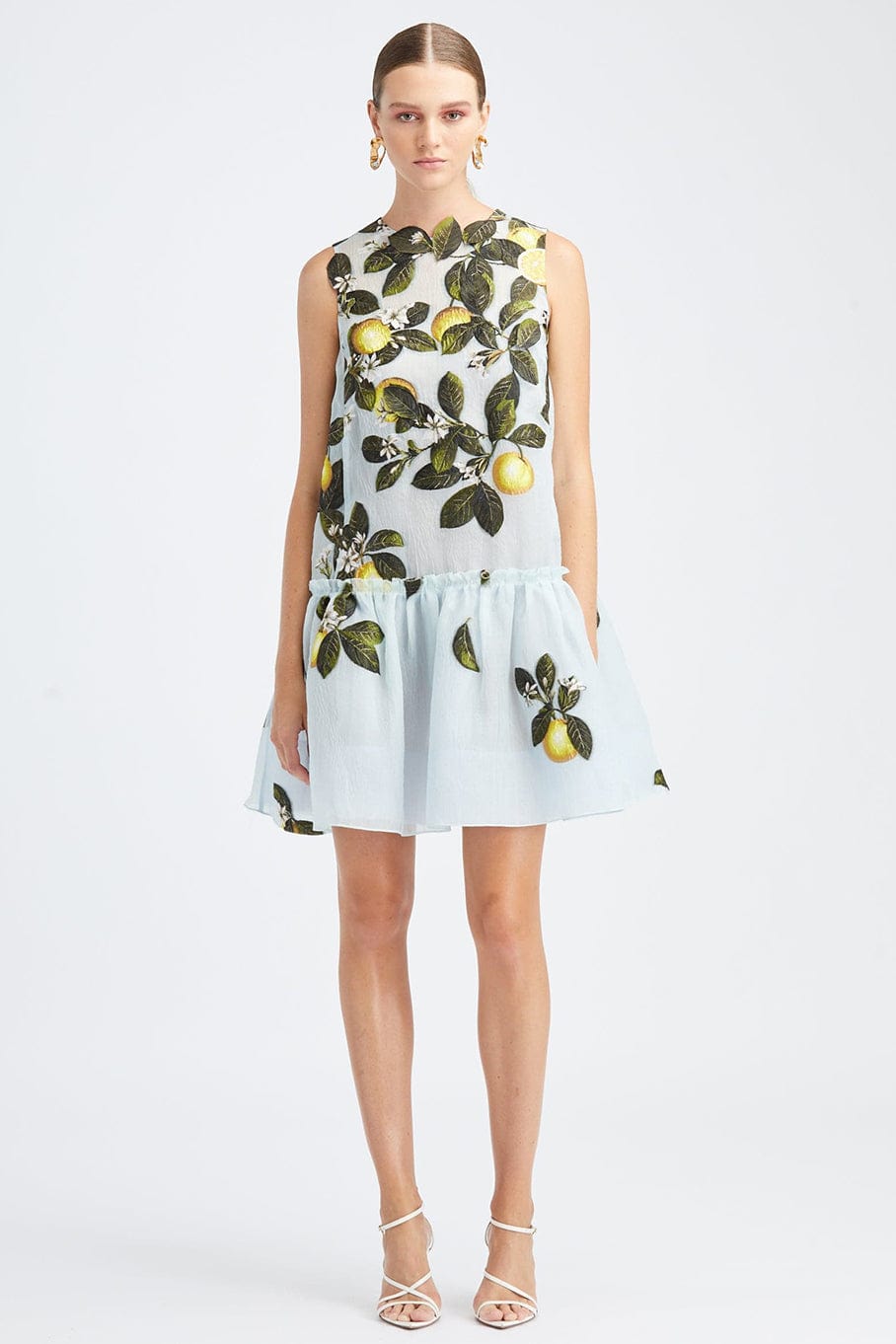 OSCAR DE LA RENTA-Sleeveless Fil Coupe Day Dress-AQUA