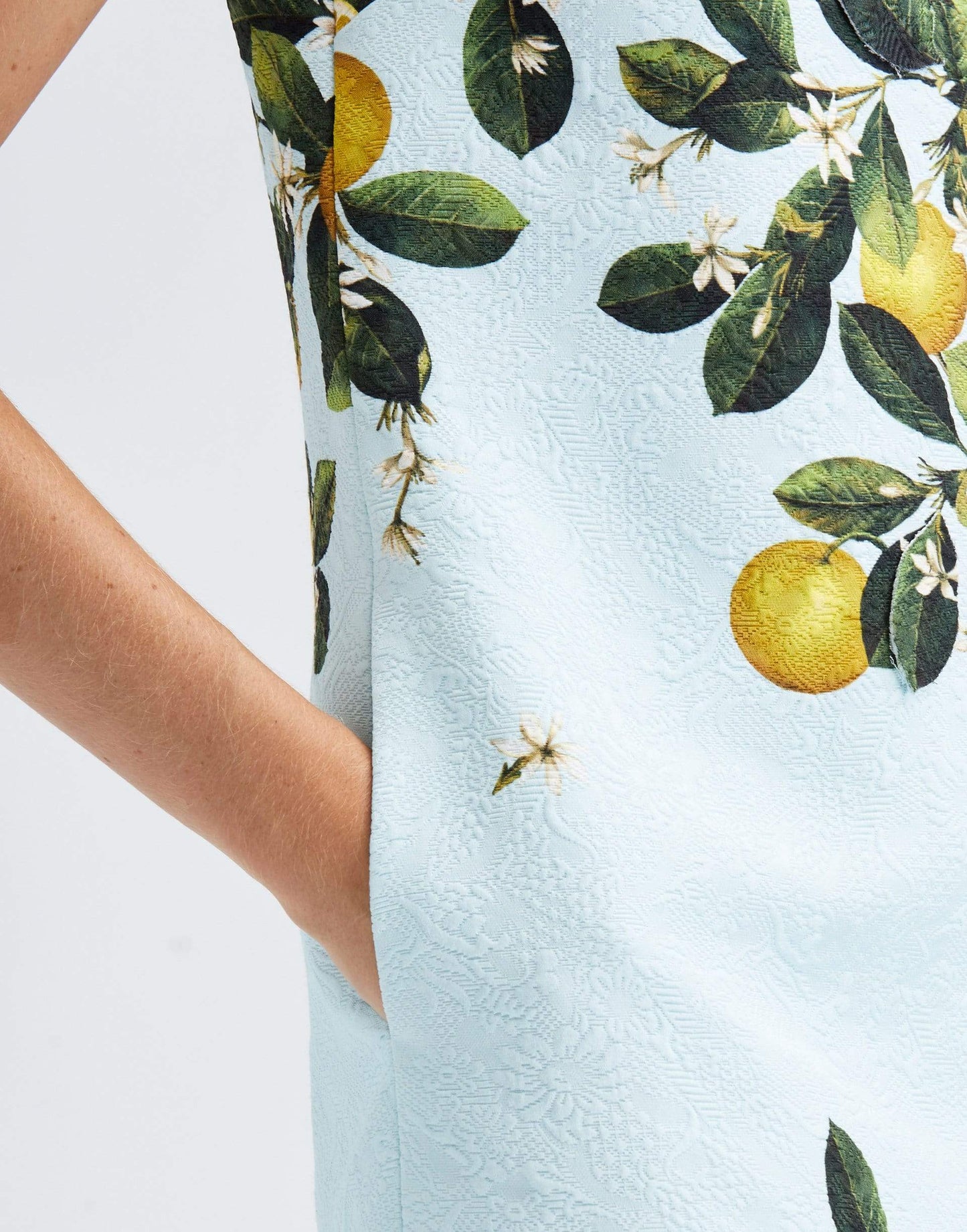 OSCAR DE LA RENTA-Aqua Applique Crewneck Dress-