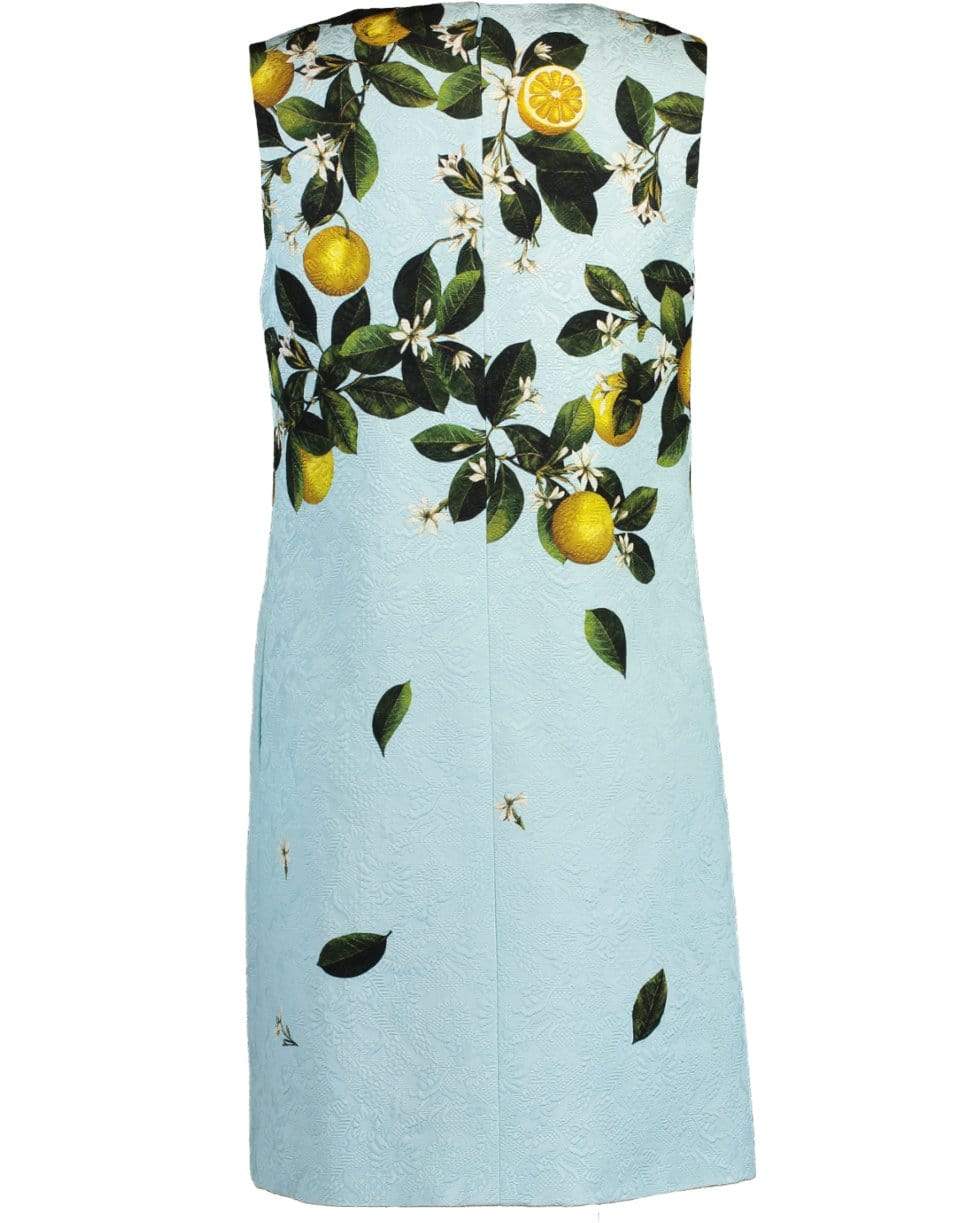 OSCAR DE LA RENTA-Aqua Applique Crewneck Dress-