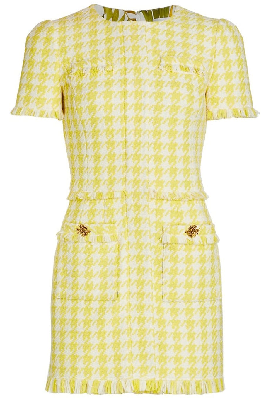 OSCAR DE LA RENTA-Short Sleeve Mini Gingham Tweed Dress-