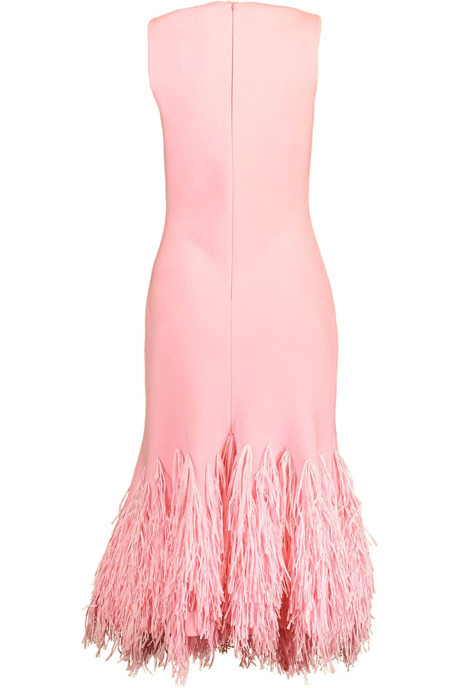 OSCAR DE LA RENTA-Raffia Trim Sleeveless Dress-
