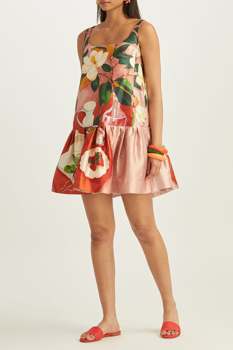 OSCAR DE LA RENTA-Painted Mikado Peplum Dress-