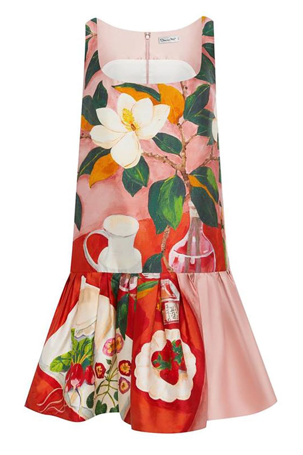 OSCAR DE LA RENTA-Painted Mikado Peplum Dress-