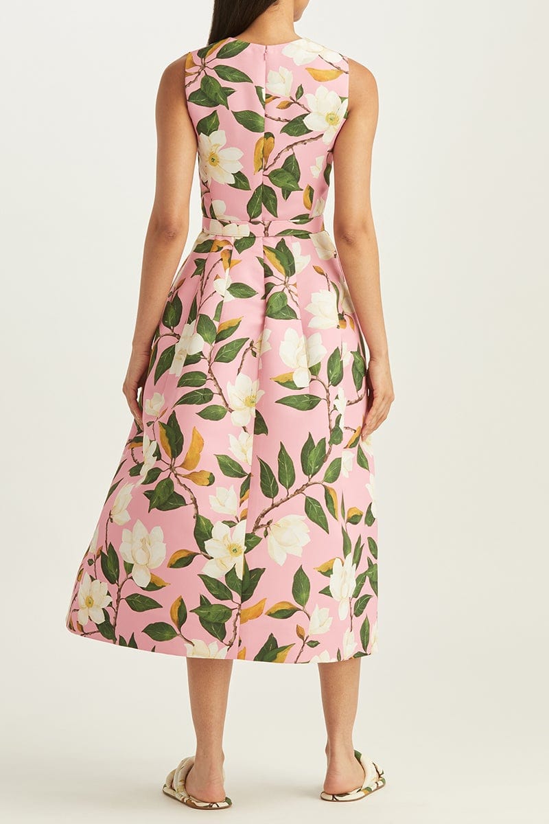 OSCAR DE LA RENTA-Magnolia Flower Sleeveless Dress-