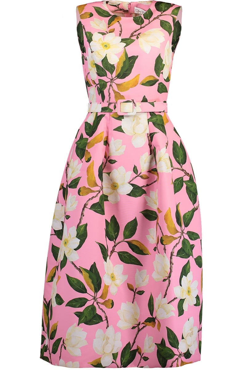 OSCAR DE LA RENTA-Magnolia Flower Sleeveless Dress-