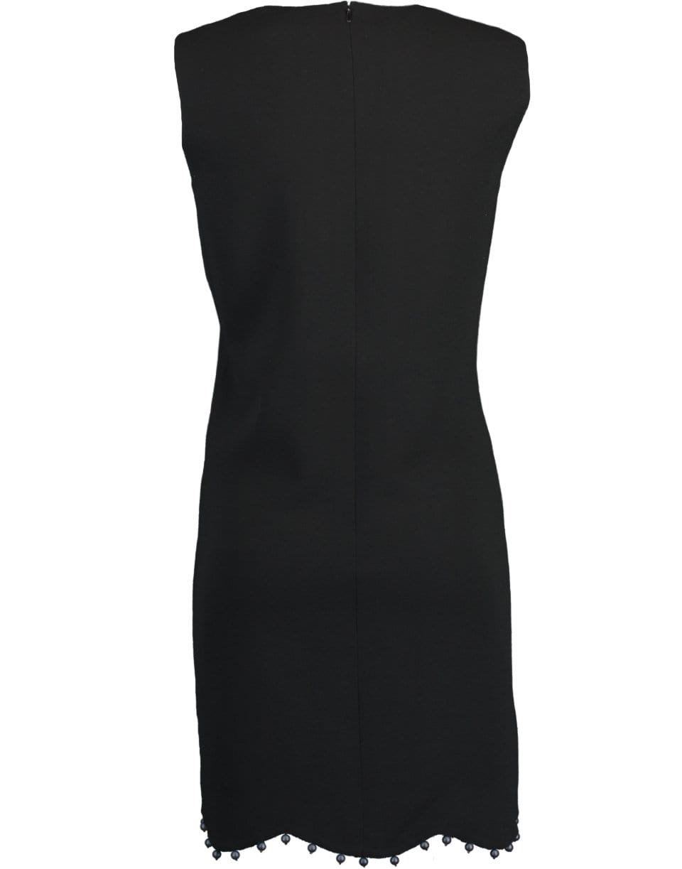 OSCAR DE LA RENTA-Black Ball Trim Sleeveless Shift Dress-BLACK