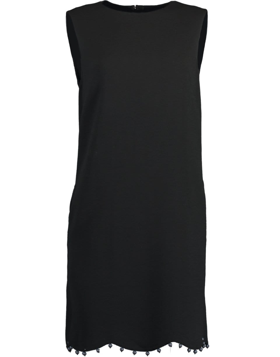 OSCAR DE LA RENTA-Black Ball Trim Sleeveless Shift Dress-BLACK