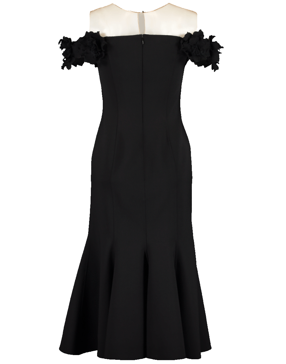 OSCAR DE LA RENTA-Off Shoulder Fit And Flare Dress-