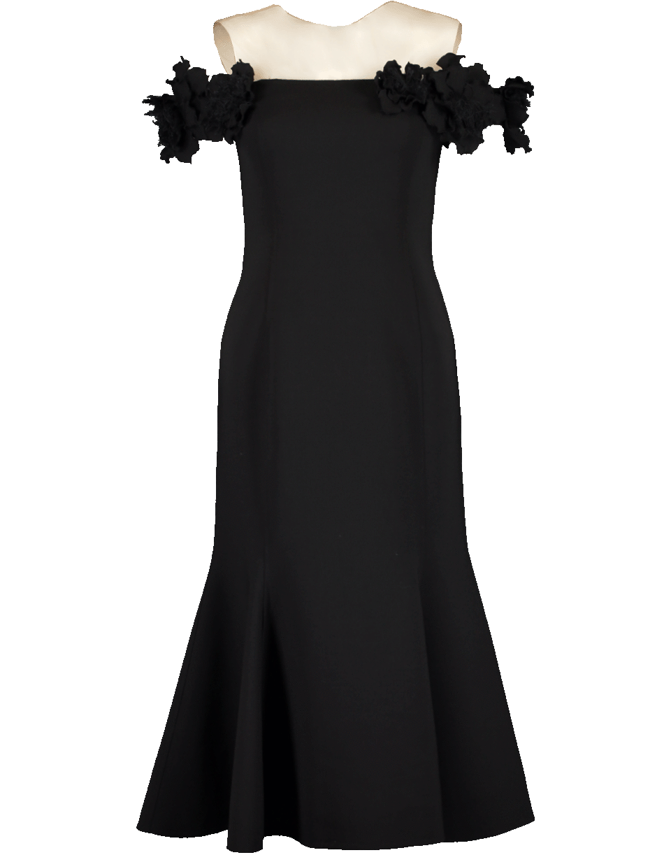 OSCAR DE LA RENTA-Off Shoulder Fit And Flare Dress-