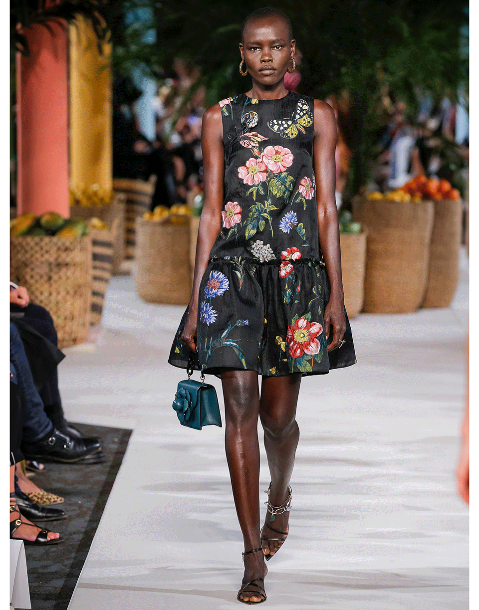 OSCAR DE LA RENTA-Flounce Bottom Shift Dress-