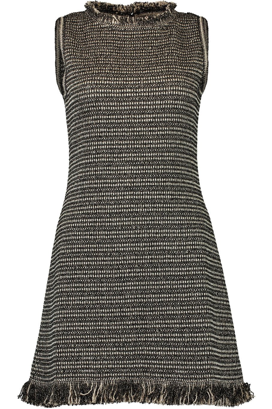 OSCAR DE LA RENTA-Sleeveless Fringe Detail Pencil Dress-