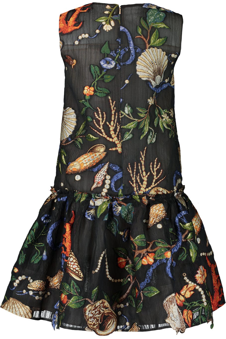 OSCAR DE LA RENTA-Sleeveless Pietre Dure Peplum Dress-
