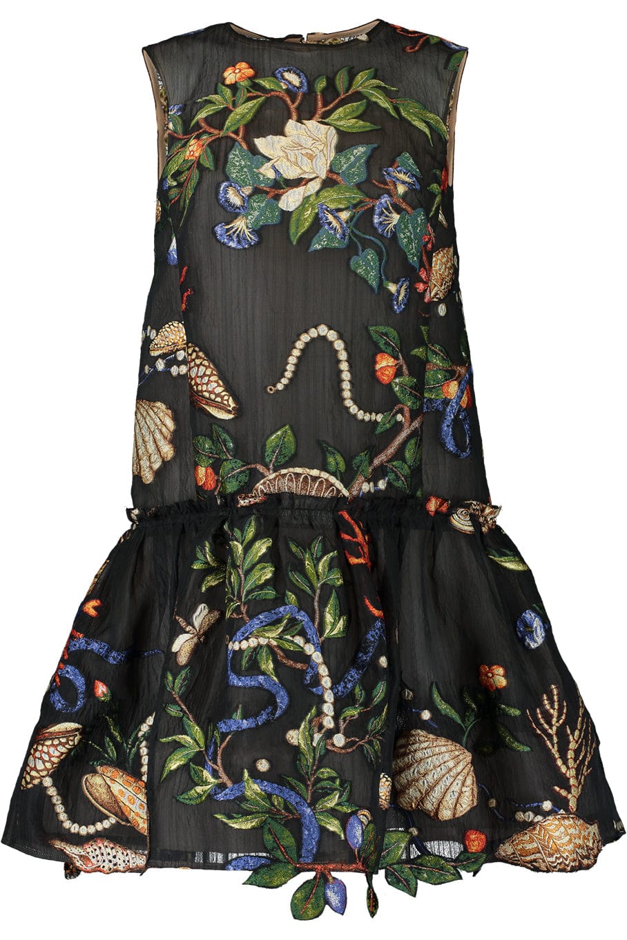 OSCAR DE LA RENTA-Sleeveless Pietre Dure Peplum Dress-