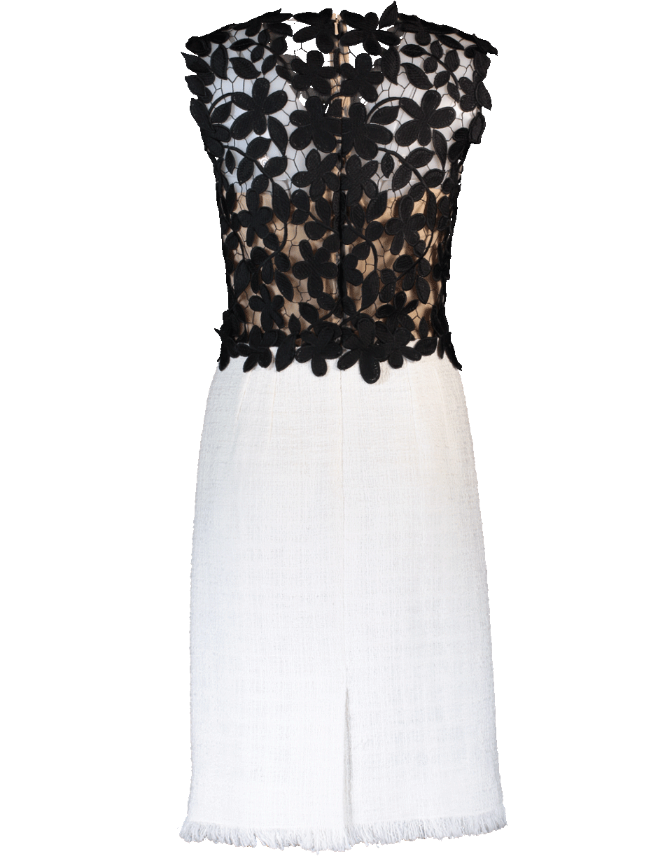 OSCAR DE LA RENTA-Floral Lace TopTweed Dress-