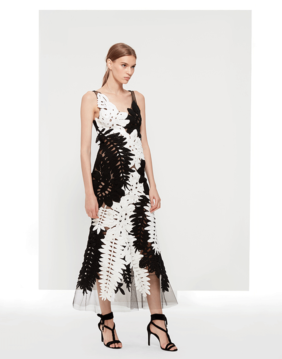 OSCAR DE LA RENTA-Crochet Dress-BLK/WHT