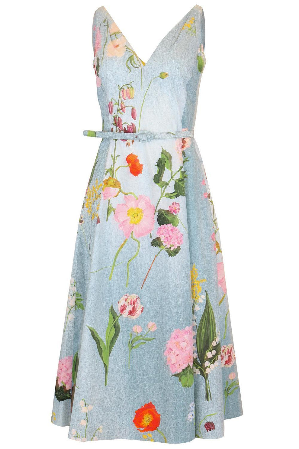oscar de la renta midi dresses Mixed Botanical Cotton Poplin Dress 12 LMSXCT Women's Short Sleeve Center Back Zipper With classy lace mermaid wedding dresses Color:Dress