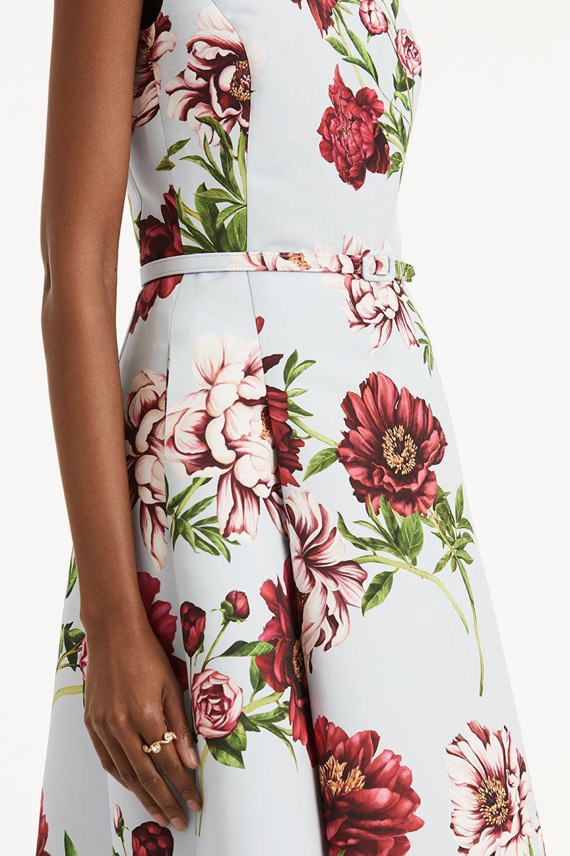 Peony Printed Day Dress-BLUE QUARTZ-4-CLOTHINGDRESSCASUAL-OSCAR DE LA RENTA