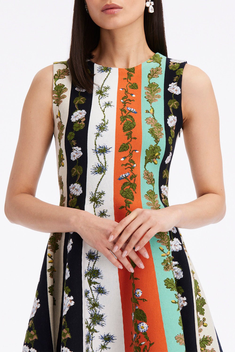 OSCAR DE LA RENTA-Botanical Stripe Dress-