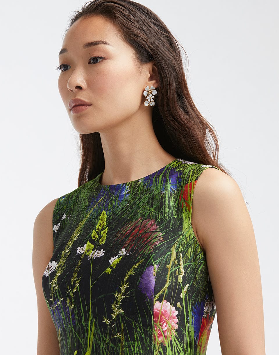 OSCAR DE LA RENTA-Sleeveless Woven Dress-COLVER MULTI