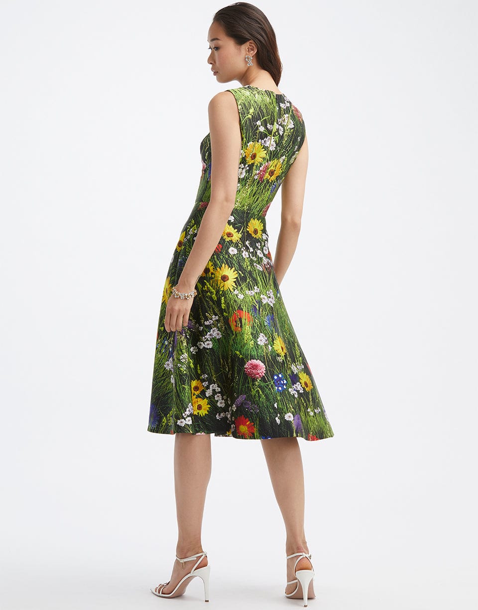 OSCAR DE LA RENTA-Sleeveless Woven Dress-COLVER MULTI