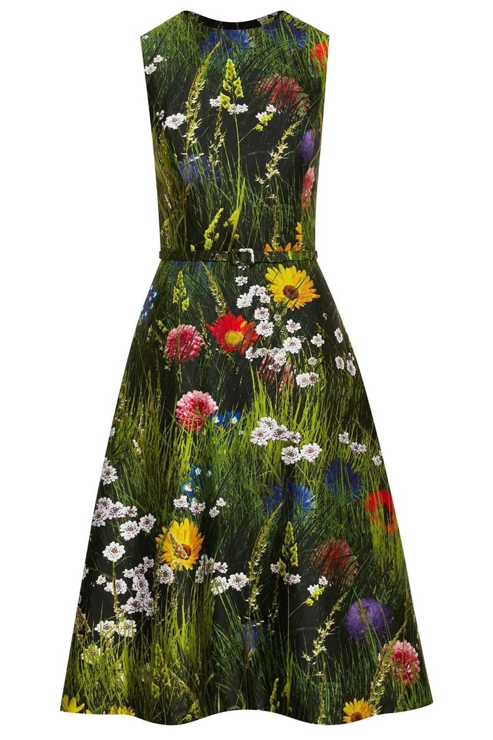 OSCAR DE LA RENTA-Sleeveless Woven Dress-COLVER MULTI