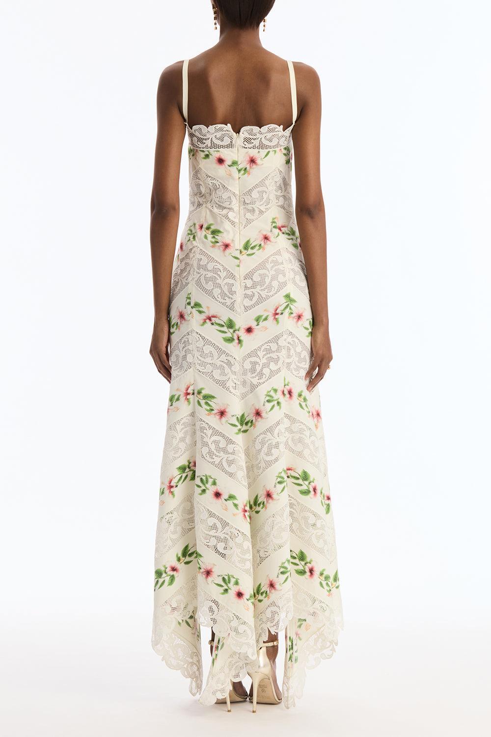 Sleeveless Hibiscus Stripe Day Dress-CREAM-6-CLOTHINGDRESSCASUAL-OSCAR DE LA RENTA