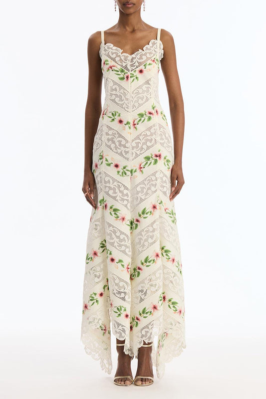 Sleeveless Hibiscus Stripe Day Dress-CREAM-6-CLOTHINGDRESSCASUAL-OSCAR DE LA RENTA