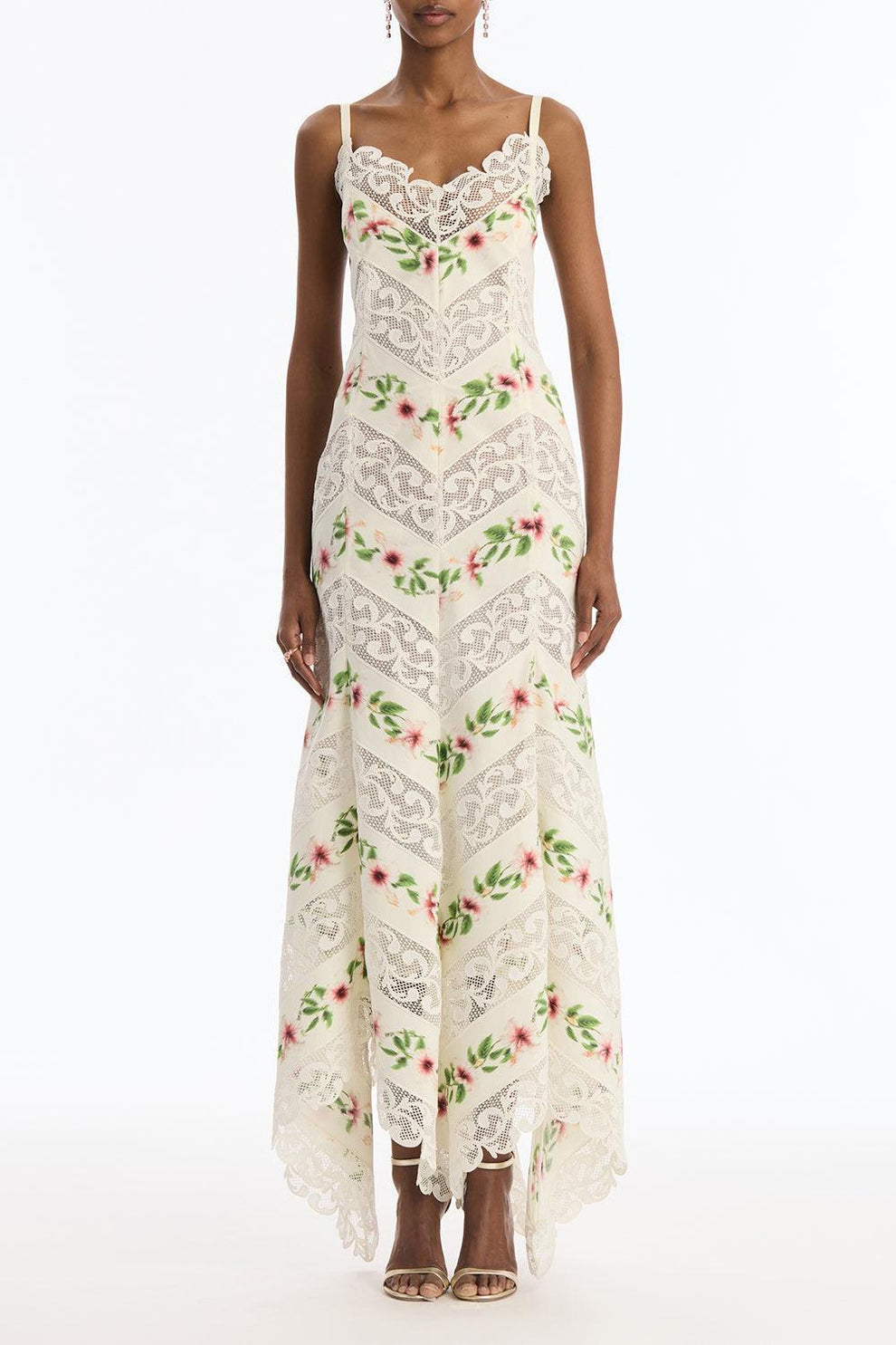 oscar de la renta dress Sleeveless Hibiscus Stripe Day Dress