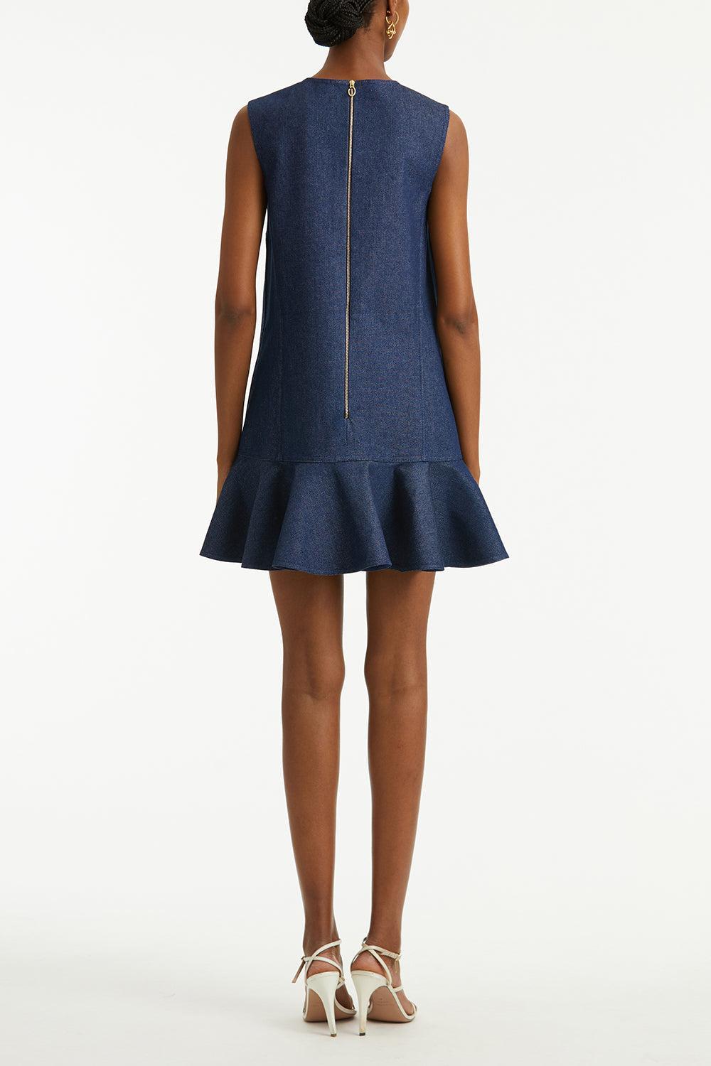 Drop Waist Shift Dress-DARKDENM-6-CLOTHINGDRESSCASUAL-OSCAR DE LA RENTA
